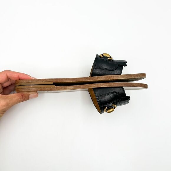Gucci Varadero Fringe Sandals Horsebit Slides Black Size 37, 7 - Picture 6 of 15